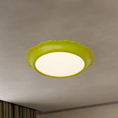 Contemporary Scandinavian Round Acrylic Resin Iron LED Flush Mount Ceiling Light For Bedroom