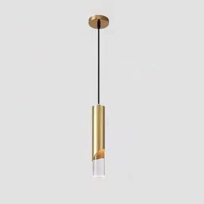 Modern Minimalist Long Cylinder Acrylic Iron LED Pendant Light For Bedroom