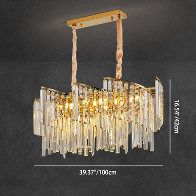 Contemporary Luxury Oval Iron Crystal 10/12 Light Chandelier For Living Room