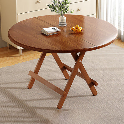 Contemporary Scandinavian Round Table Top Solid Wood Dining Table For 4 Seats