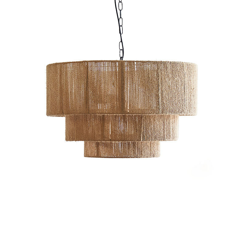 Contemporary Boho Iron Twine Round 3-Light Pendant Light For Dining Room