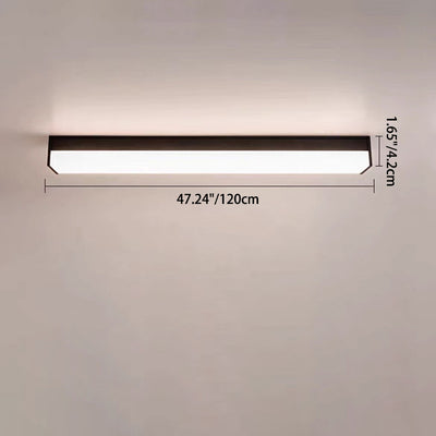 Modern Minimalist Long Rectangle Aluminum PC LED Flush Mount Ceiling Light For Outdoor Patio