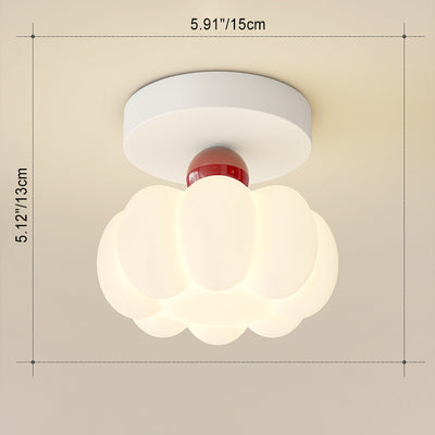 Modern Minimalist Pumpkin Shaped Disc Base Iron PE LED Semi-Flush Mount Lighting For Bedroom