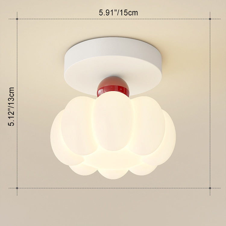 Modern Minimalist Pumpkin Shaped Disc Base Iron PE LED Semi-Flush Mount Lighting For Bedroom