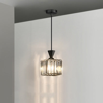 Contemporary Luxury Radiant Prismatic Clear Crystal Shade 1-Light Pendant Light For Living Room