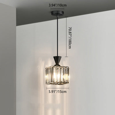 Contemporary Luxury Radiant Prismatic Clear Crystal Shade 1-Light Pendant Light For Living Room