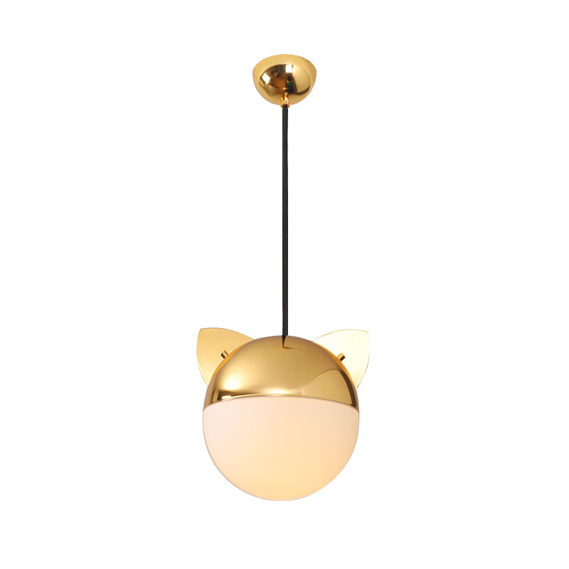 Contemporary Creative Cartoon Animal Iron Glass Ball 1-Light Pendant Light For Living Room