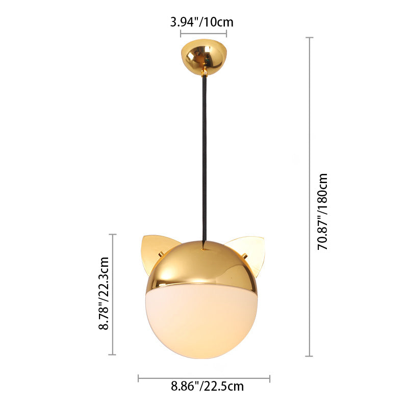 Contemporary Creative Cartoon Animal Iron Glass Ball 1-Light Pendant Light For Living Room