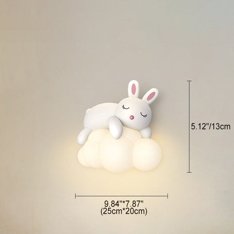 Contemporary Nordic Kids Resin PE Bear Rabbit LED Wall Sconce Lamp For Bedroom