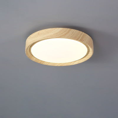 Contemporary Simplicity Round Wood Grain Acrylic LED Flush Mount Ceiling Light For Bedroom