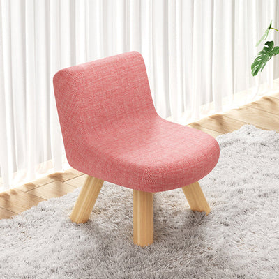 Modern Minimalist Square Linen Solid Wood Chair Backrest Armless For Living Room