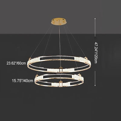 Modern Luxury Circle Aluminum Crystal Glass LED Chandelier For Living Room