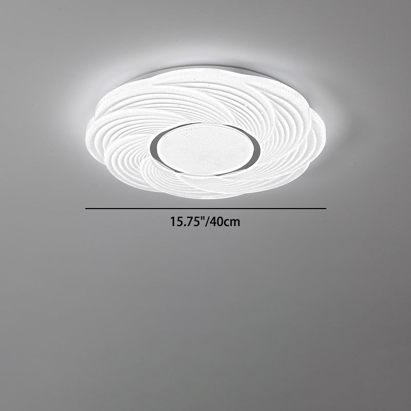 Modern Minimalist Cream Round Petal Iron Acrylic LED Flush Mount Ceiling Light For Bedroom