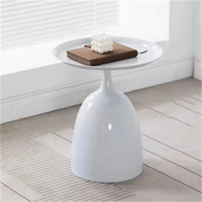 Modern Minimalist Round Cylinder Base Iron End Table 1-Tray For Living Room