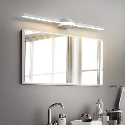 Modern Minimalist Long Rectangular Bent Half Round Base Iron Aluminum Acrylic LED Vanity Light Mirror Front Wall Sconce Lamp For Bathroom