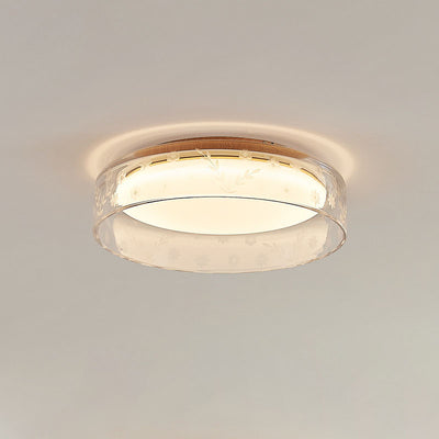 Modern Minimalist Round Metal Acrylic Glass LED Flush Mount Ceiling Light For Bedroom