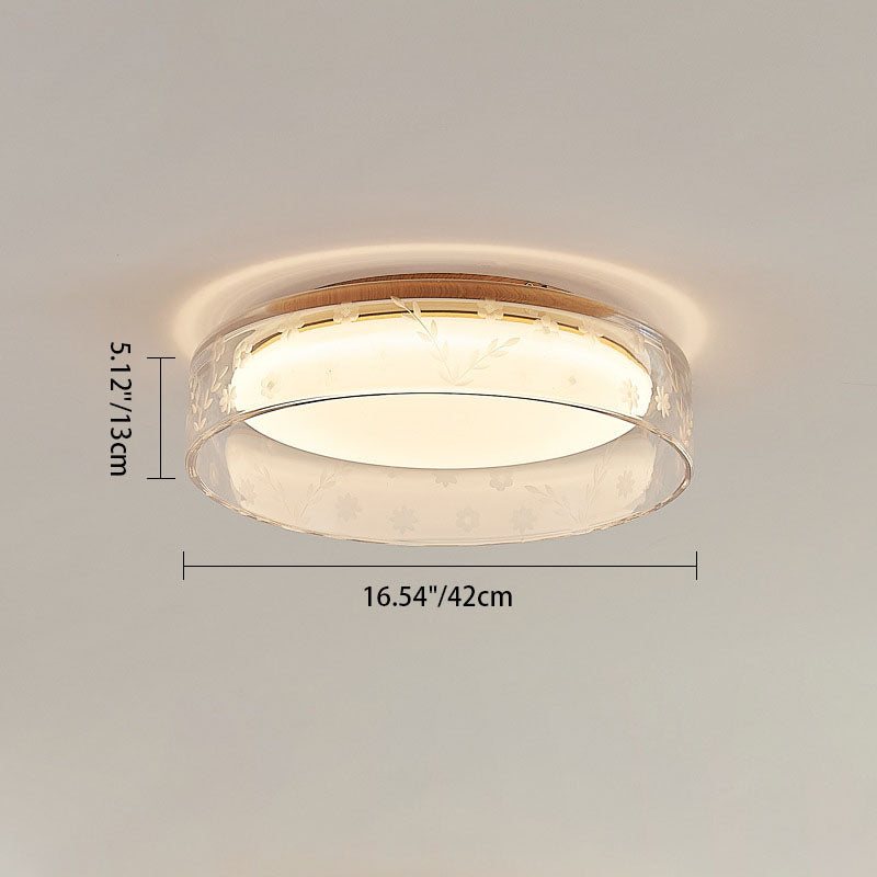 Modern Minimalist Round Metal Acrylic Glass LED Flush Mount Ceiling Light For Bedroom