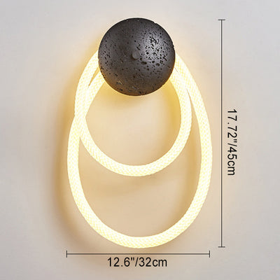 Contemporary Scandinavian Coil Disc Stone Premium Optical Woven Fiber LED Wall Sconce Lamp For Bedroom