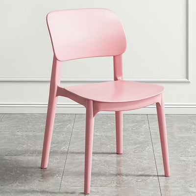 Contemporary Nordic Macaron Plastic Square Stackable Dining Chair Open Back For Dining Room