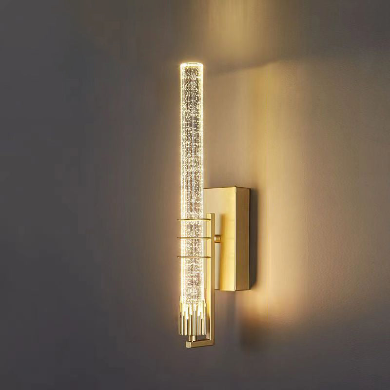 Contemporary Luxury Cylinder Iron Crystal LED Wall Sconce Lamp For Living Room