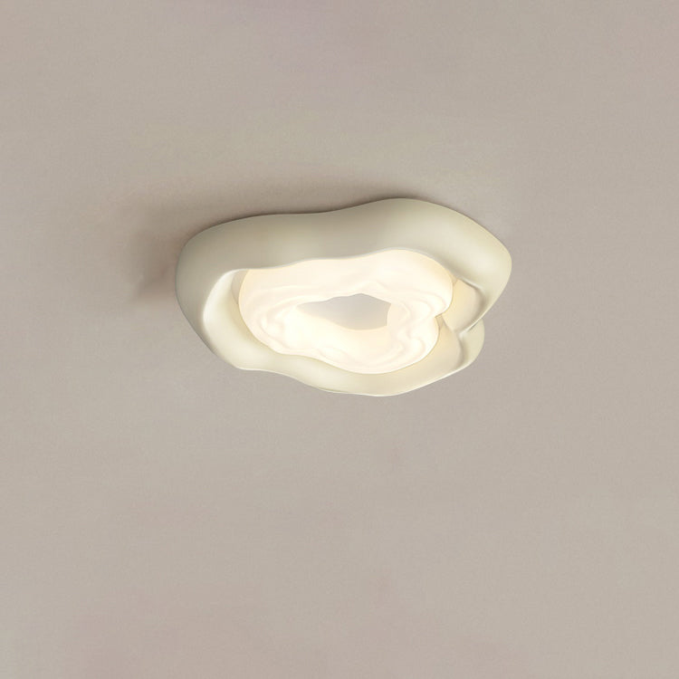 Modern Minimalist Cream Cloud PE Iron LED Flush Mount Ceiling Light For Living Room