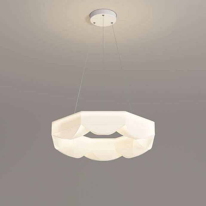 Nordic Creative White Polygon Wrought Iron LED Pendant Light