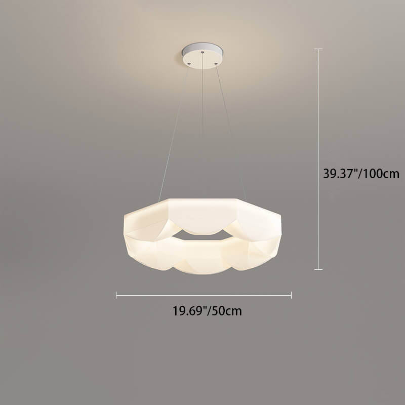 Nordic Creative White Polygon Wrought Iron LED Pendant Light