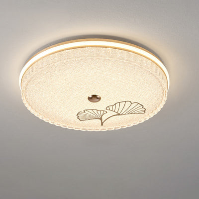 Modern Luxury Round Metal Aluminium Crystal Sand LED Flush Mount Ceiling Light For Bedroom