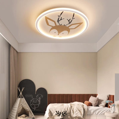 Plafonnier encastré en PVC, matériel en aluminium, rond et minimaliste moderne, avec animaux de dessin animé, pour chambre à coucher 