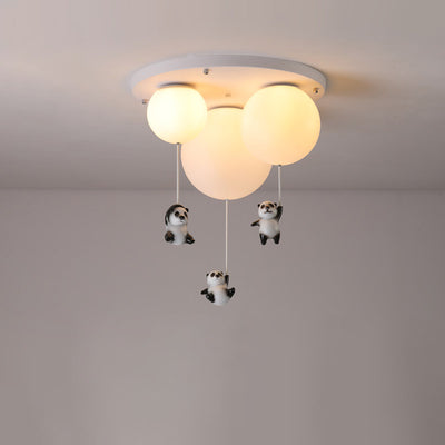 Modern Minimalist Bear Balloon PE Resin 1/3 Light Flush Mount Ceiling Light For Bedroom