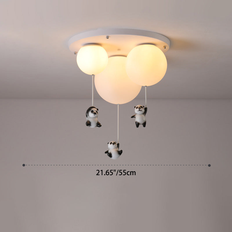 Modern Minimalist Bear Balloon PE Resin 1/3 Light Flush Mount Ceiling Light For Bedroom