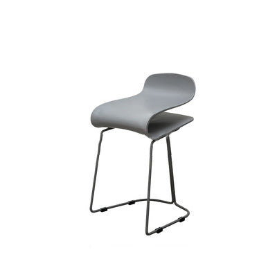 Contemporary Scandinavian ABS Steel Geometric Curved Bar Stool Backrest Footrest For Kitchen