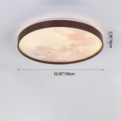 Contemporary Scandinavian Iron Plastic Round Moon LED Flush Mount Ceiling Light For Living Room