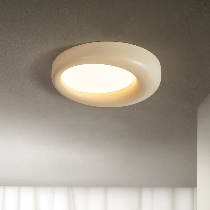 Modern Minimalist Hollow Round Acrylic Fiberglass LED Flush Mount Ceiling Light For Living Room