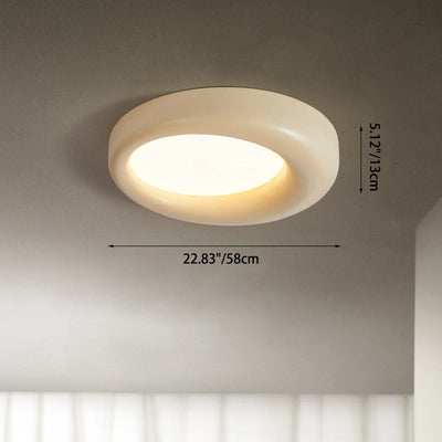 Modern Minimalist Hollow Round Acrylic Fiberglass LED Flush Mount Ceiling Light For Living Room