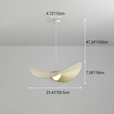 Lampe suspendue à 1 lumière en tissu acrylique créatif nordique avec chapeau de paille 