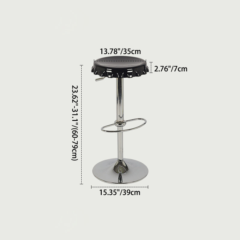 Contemporary Creative Beer Bottle Cap Design Plastic Swivel Bar Stool Height Adjustable Footrest For Dining Room