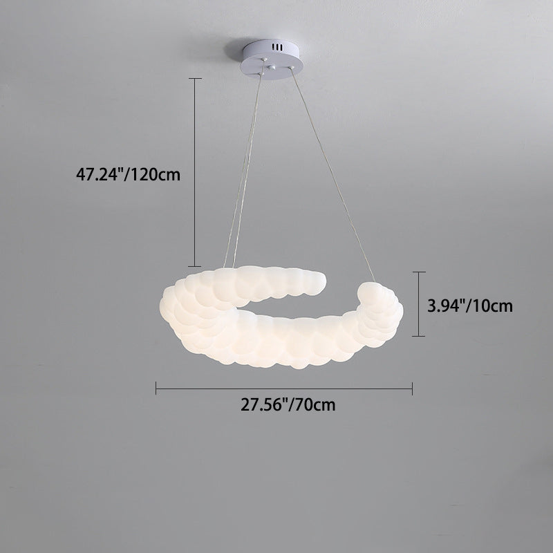 Modern Minimalist Crescent PE Iron LED Chandelier For Bedroom