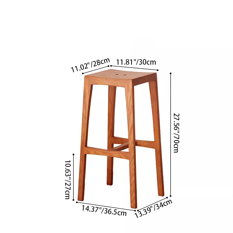 Modern Minimalist Rectangular Wooden Bar Stool Footrest For Dining Room