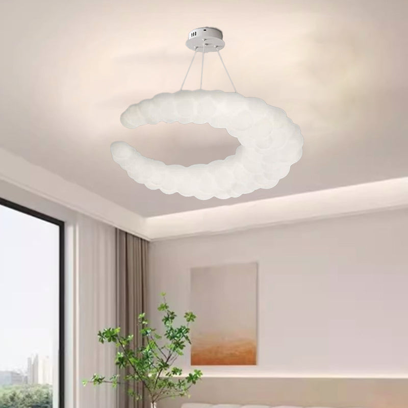 Modern Minimalist Moon Iron Plastic LED Chandelier for Living Room