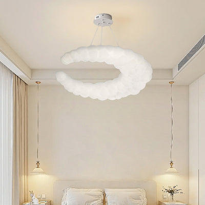 Modern Minimalist Moon Iron Plastic LED Chandelier for Living Room