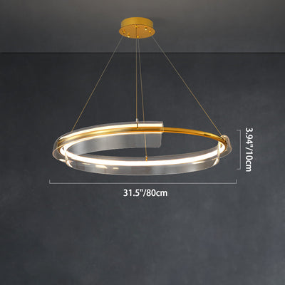 Contemporary Nordic Circle Round Tube Aluminum Acrylic LED Chandelier For Living Room