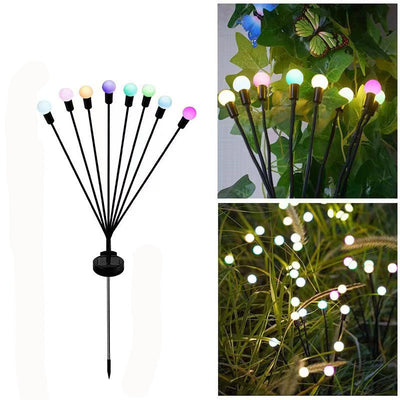 Contemporary Creative Waterproof Solar Multi Head Flowery Small Orb Plastic LED Outdoor Light For Garden