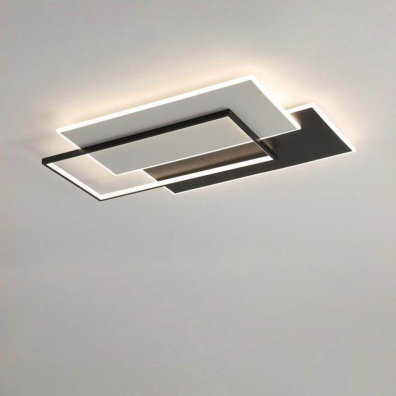 Modern Simplicity Rectangle Acrylic Iron LED Flush Mount Ceiling Light For Living Room