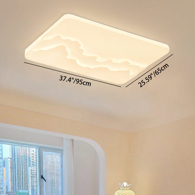 Modern Minimalist Wave Round Square Rectangle Acrylic LED Flush Mount Ceiling Light For Bedroom