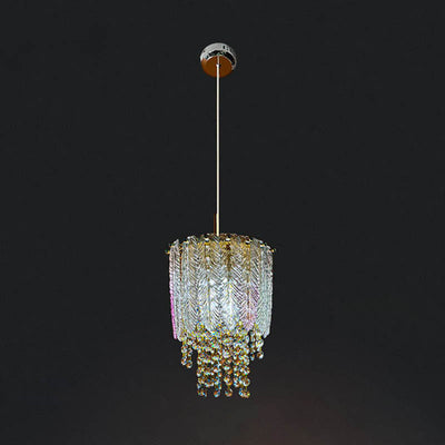 Modern Creative Crystal Cylinder 1-Light Pendant Light For Living Room