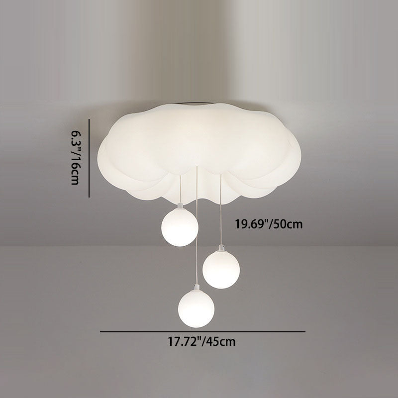 Modern Minimalist Clouds Spherical Bow Iron Plastic LED Flush Mount Ceiling Light For Bedroom