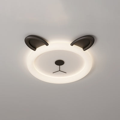 Contemporary Creative Cartoon Panda PE Resin LED Kids Flush Mount Ceiling Light For Bedroom