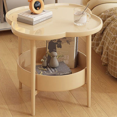 Contemporary Creative Flower Shape Tray Top Side Table 2-Tier Cabinet For Living Room