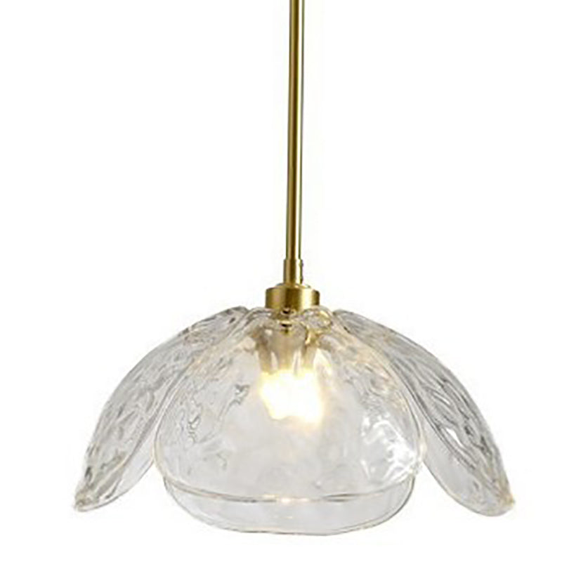 Contemporary Creative Petal Glass Design Brass 1-Light Pendant Light For Bedroom